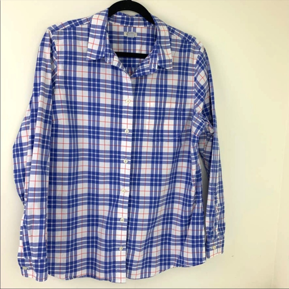 L.L. Bean women's long sleeve poplin 100% cotton button up large